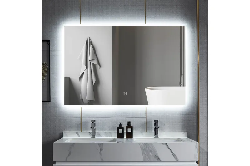 Badrumsspegel 100x80 cm med LED-belysning och anti-fog, undefined