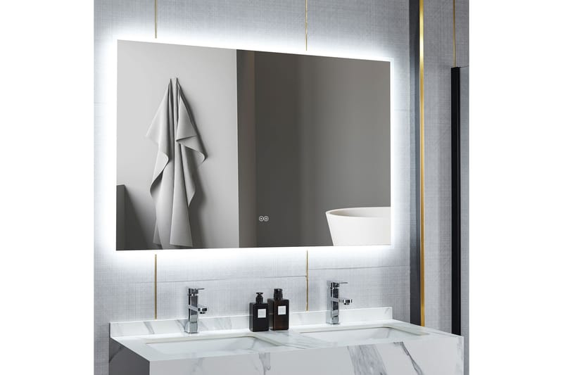 Badrumsspegel 100x80 cm med LED-belysning och anti-fog - Hus & renovering - Kök & bad - Badrum - Badrumsmöbler & badrumsinredning - Spegelskåp badrum