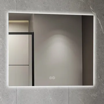 Badrumsspegel 100x80cm | LED-lyse & anti-fog | Rektangulär - Hus & renovering - Kök & bad - Badrum - Badrumsmöbler & badrumsinredning - Badrumsspegel