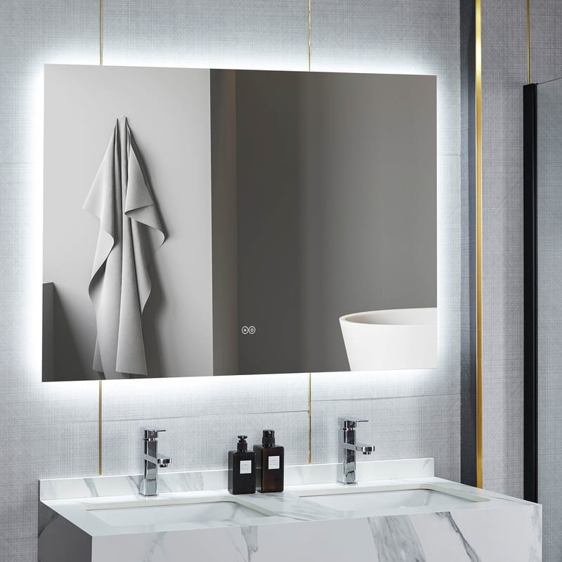 Badrumsspegel 120x100 cm med LED-belysning och anti-fog - Hus & renovering - Kök & bad - Badrum - Badrumsmöbler & badrumsinredning - Spegelskåp badrum