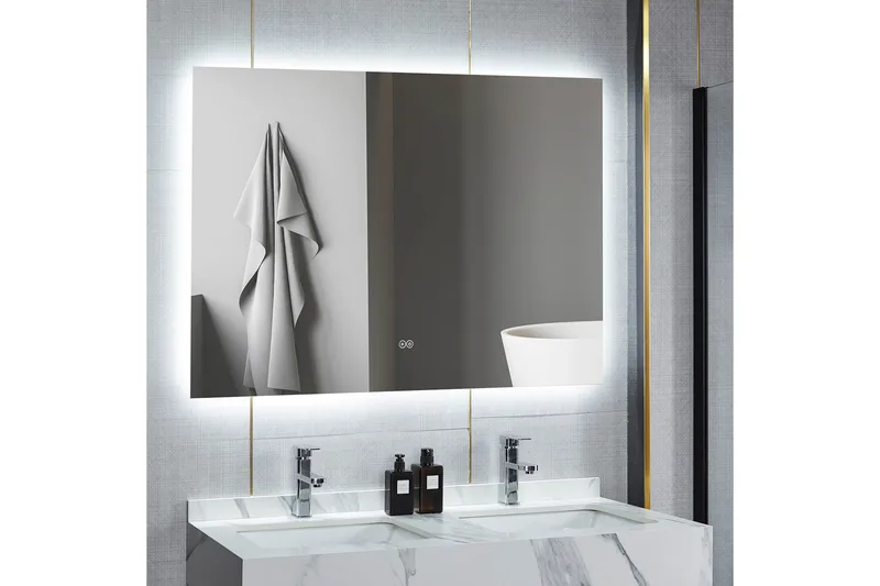 Badrumsspegel 120x100 cm med LED-belysning och anti-fog - Hus & renovering - Kök & bad - Badrum - Badrumsmöbler & badrumsinredning - Badrumsspegel