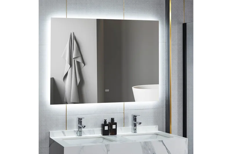 Badrumsspegel 120x100 cm med LED-belysning och anti-fog - Hus & renovering - Kök & bad - Badrum - Badrumsmöbler & badrumsinredning - Spegelskåp badrum