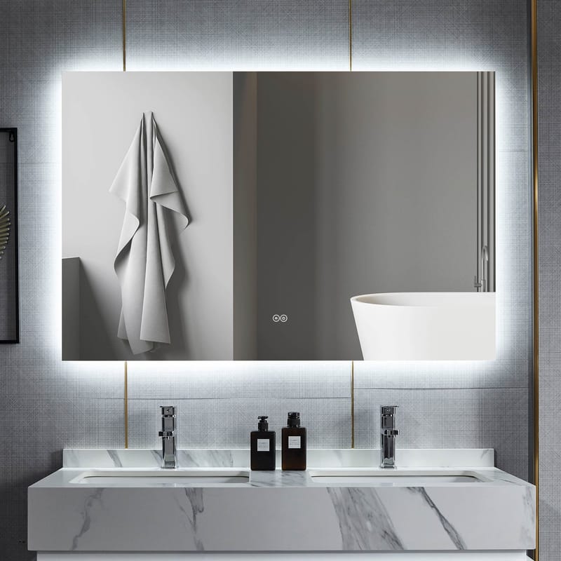 Badrumsspegel 120x100 cm med LED-belysning och anti-fog - Hus & renovering - Kök & bad - Badrum - Badrumsmöbler & badrumsinredning - Spegelskåp badrum