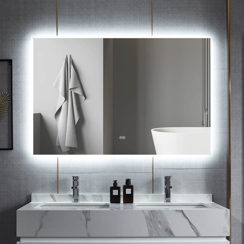Badrumsspegel 140x100cm | LED-belysning & anti-fog, undefined