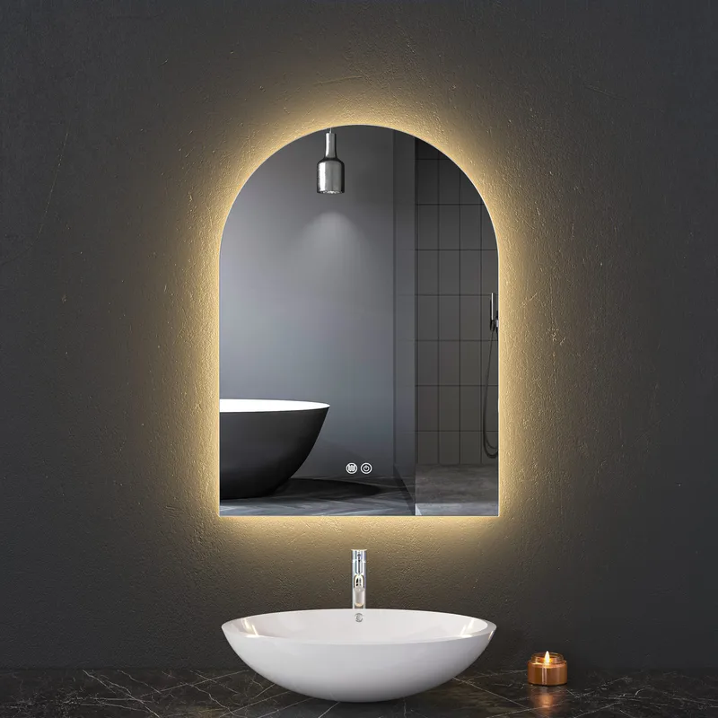 Badrumsspegel 50x70cm med LED-belysning | Valvformad  Dimmer och Anti-fog | ADRIENNE - Hus & renovering - Kök & bad - Badrum - Badrumsmöbler & badrumsinredning - Badrumsspegel