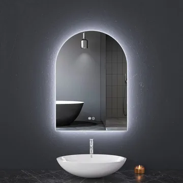 Badrumsspegel 50x70cm med LED-belysning | Valvformad  Dimmer och Anti-fog | ADRIENNE - Hus & renovering - Kök & bad - Badrum - Badrumsmöbler & badrumsinredning - Badrumsspegel