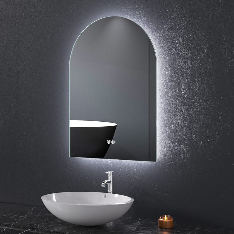 Badrumsspegel 50x70cm med LED-belysning | Valvformad  Dimmer och Anti-fog | ADRIENNE - Hus & renovering - Kök & bad - Badrum - Badrumsmöbler & badrumsinredning - Badrumsspegel