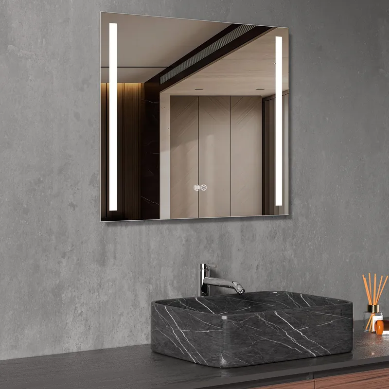 Badrumsspegel 60x70cm | LED-lyse sidor & anti-fog | Rektangulär - Hus & renovering - Kök & bad - Badrum - Badrumsmöbler & badrumsinredning - Badrumsspegel