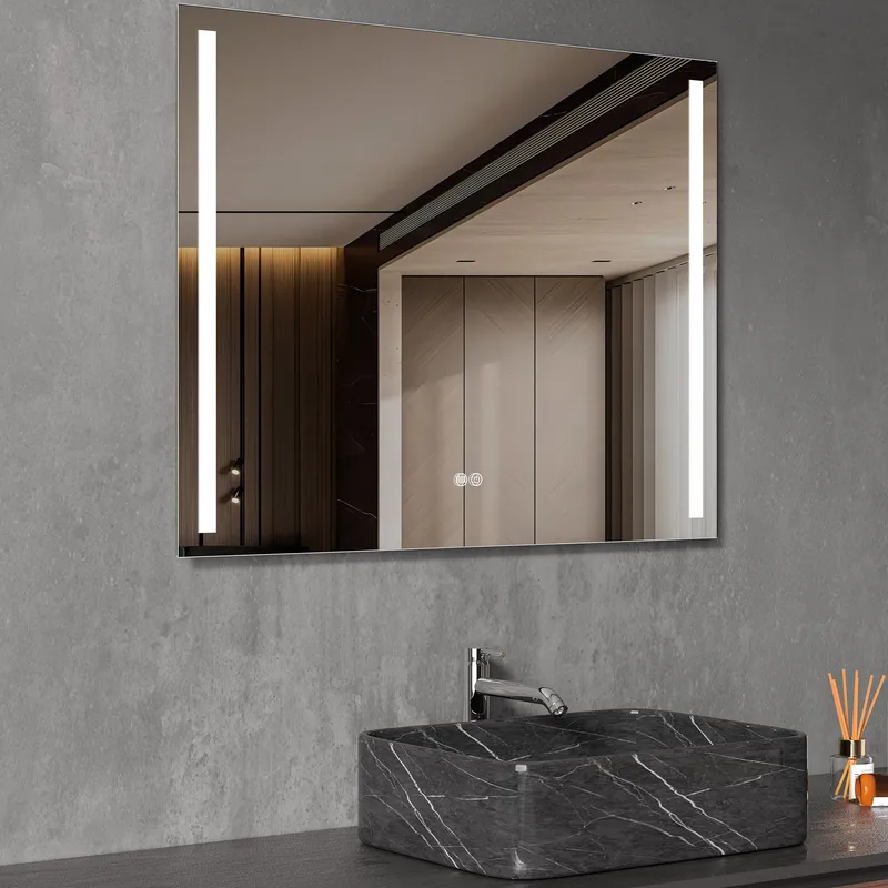 Badrumsspegel 90x70cm | LED-lyse sidor & anti-fog | Rektangulär - Hus & renovering - Kök & bad - Badrum - Badrumsmöbler & badrumsinredning - Badrumsspegel