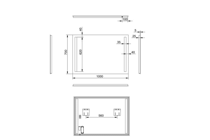 Allejaure Spegel 140x70 cm - Silver - Hus & renovering - Kök & bad - Badrum - Badrumsmöbler & badrumsinredning - Badrumsspegel