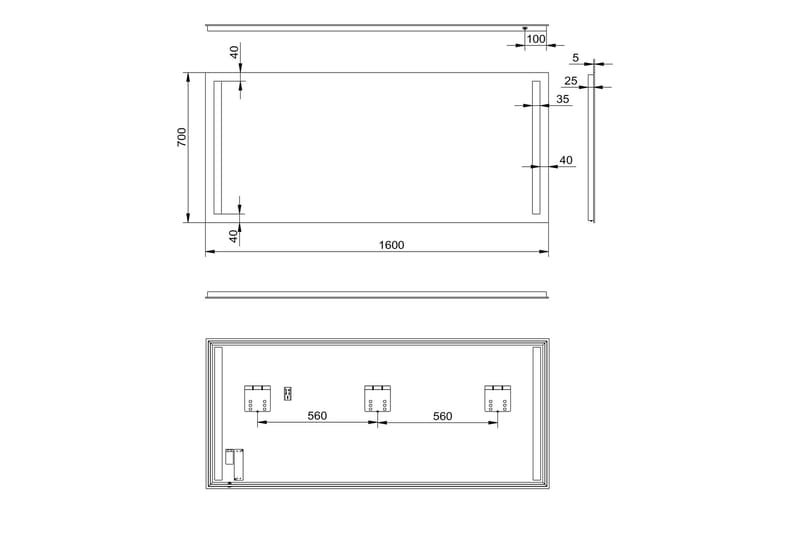 Allejaure Spegel 160x70 cm - Silver - Hus & renovering - Kök & bad - Badrum - Badrumsmöbler & badrumsinredning - Badrumsspegel