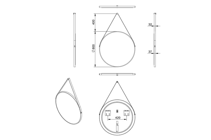 Allejaure Spegel 80 cm Rund - Koppar - Hus & renovering - Kök & bad - Badrum - Badrumsmöbler & badrumsinredning - Badrumsspegel