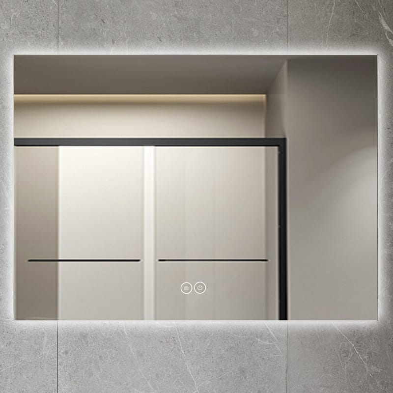 Badrumsspegel 100x80cm | LED-lyse & anti-fog | Rektangulär, undefined