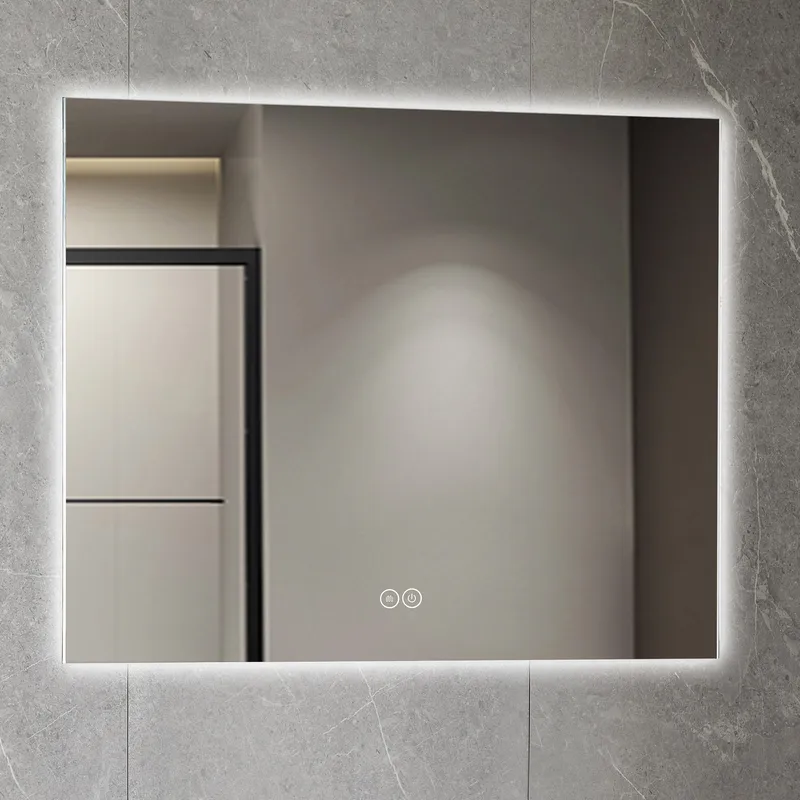 Badrumsspegel 100x80cm | LED-lyse & anti-fog | Rektangulär - Hus & renovering - Kök & bad - Badrum - Badrumsmöbler & badrumsinredning - Badrumsspegel