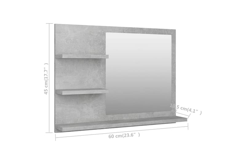 Badrumsspegel betonggrå 60x10,5x45 cm spånskiva - Grå - Hus & renovering - Kök & bad - Badrum - Badrumsmöbler & badrumsinredning - Badrumsspegel