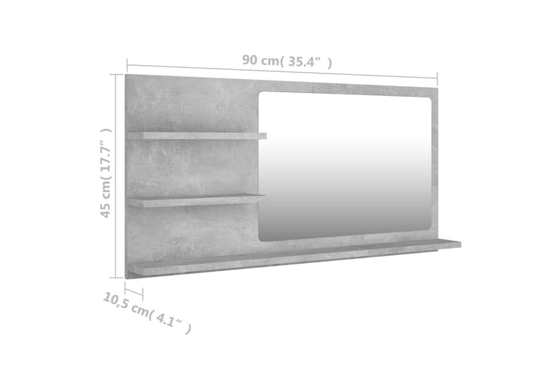 Badrumsspegel betonggrå 90x10,5x45 cm spånskiva - Grå - Hus & renovering - Kök & bad - Badrum - Badrumsmöbler & badrumsinredning - Badrumsspegel