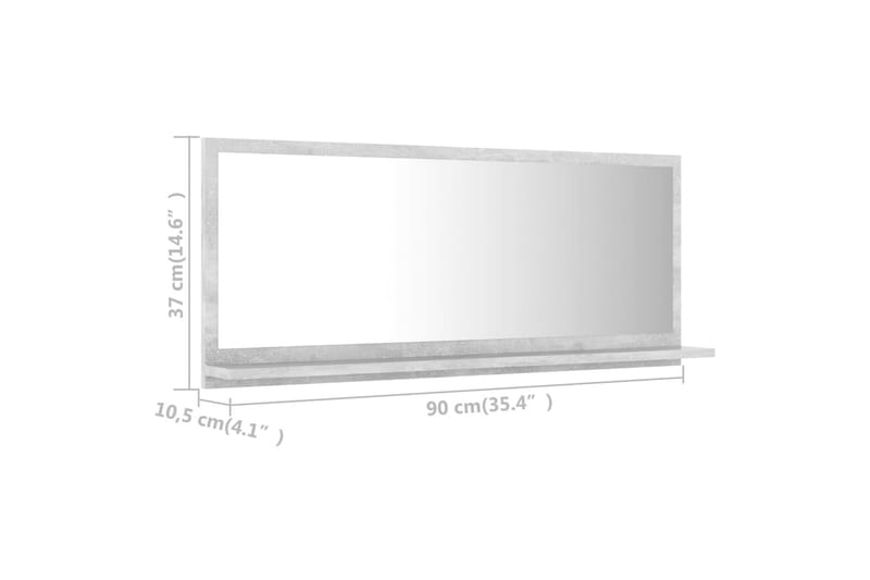 Badrumsspegel grå 90x10,5x37 cm spånskiva - Grå - Hus & renovering - Kök & bad - Badrum - Badrumsmöbler & badrumsinredning - Badrumsspegel