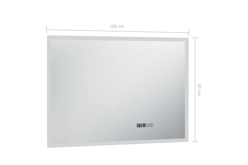 Badrumsspegel LED med touch-sensor och tidsdisplay 100x60 cm - Silver - Hus & renovering - Kök & bad - Badrum - Badrumsmöbler & badrumsinredning - Badrumsspegel