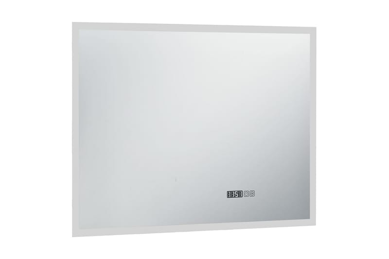 Badrumsspegel LED med touch-sensor och tidsdisplay 80x60 cm - Silver - Badrumsspegel - Badrumsspegel med belysning