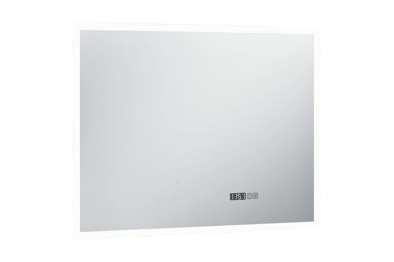 Badrumsspegel LED med touch-sensor och tidsdisplay 80x60 cm - Silver - Badrumsspegel - Badrumsspegel med belysning