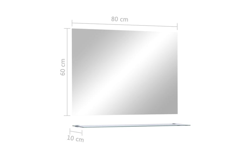 Badrumsspegel med hylla 80x60 cm härdat glas - Silver - Hus & renovering - Kök & bad - Badrum - Badrumsmöbler & badrumsinredning - Badrumsspegel