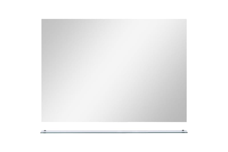 Badrumsspegel med hylla 80x60 cm härdat glas - Silver - Hus & renovering - Kök & bad - Badrum - Badrumsmöbler & badrumsinredning - Badrumsspegel