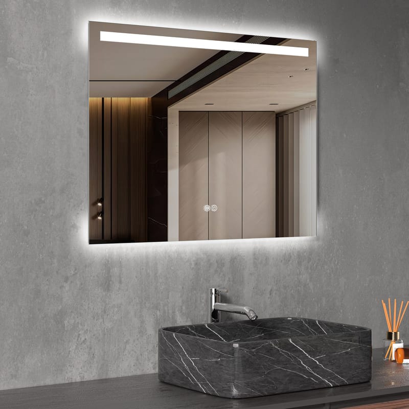 Badrumsspegel med LED-belysning & anti-fog-funktion 80x60 cm - Lyfco - Hus & renovering - Kök & bad - Badrum - Badrumsmöbler & badrumsinredning - Badrumsspegel