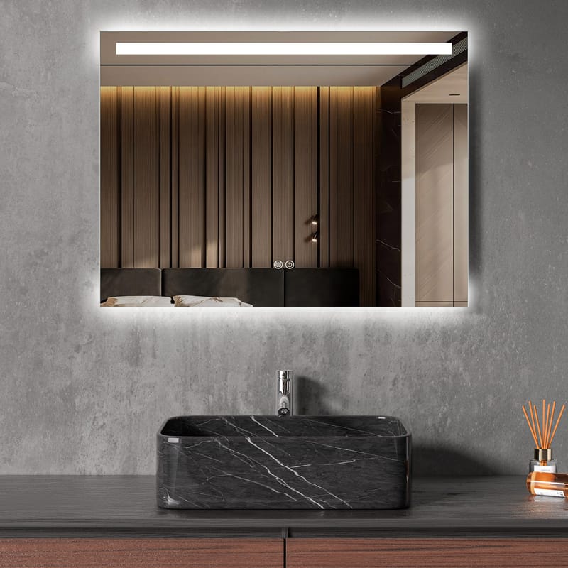 Badrumsspegel med LED-belysning & anti-fog-funktion 80x60 cm - Lyfco - Hus & renovering - Kök & bad - Badrum - Badrumsmöbler & badrumsinredning - Badrumsspegel