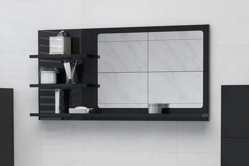 Badrumsspegel svart högglans 90x10,5x45 cm spånskiva - Svart - Hus & renovering - Kök & bad - Badrum - Badrumsmöbler & badrumsinredning - Badrumsspegel