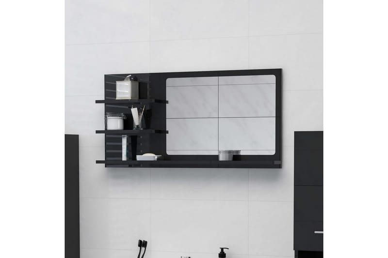 Badrumsspegel svart högglans 90x10,5x45 cm spånskiva - Svart - Hus & renovering - Kök & bad - Badrum - Badrumsmöbler & badrumsinredning - Badrumsspegel