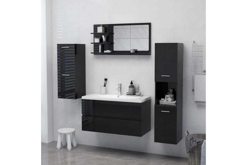 Badrumsspegel svart högglans 90x10,5x45 cm spånskiva - Svart - Hus & renovering - Kök & bad - Badrum - Badrumsmöbler & badrumsinredning - Badrumsspegel