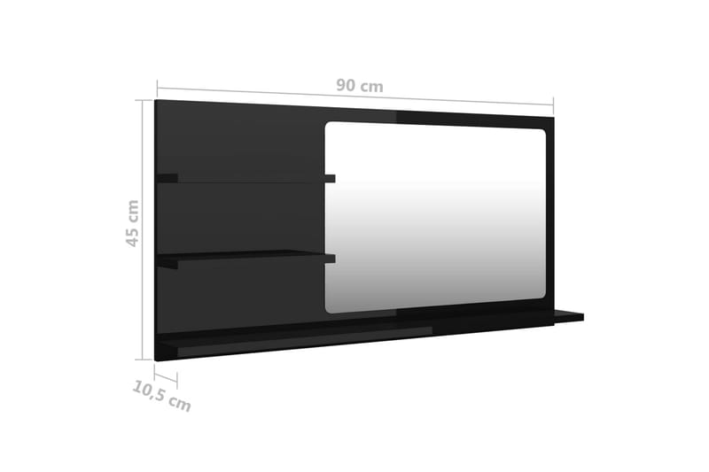 Badrumsspegel svart högglans 90x10,5x45 cm spånskiva - Svart - Hus & renovering - Kök & bad - Badrum - Badrumsmöbler & badrumsinredning - Badrumsspegel