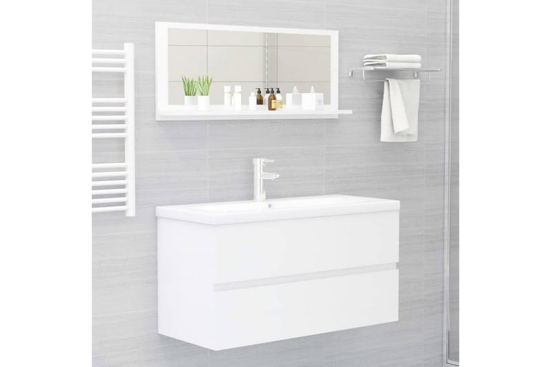 Badrumsspegel vit högglans 90x10,5x37 cm spånskiva - Vit - Hus & renovering - Kök & bad - Badrum - Badrumsmöbler & badrumsinredning - Badrumsspegel