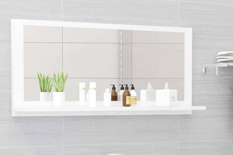 Badrumsspegel vit högglans 90x10,5x37 cm spånskiva - Vit - Hus & renovering - Kök & bad - Badrum - Badrumsmöbler & badrumsinredning - Badrumsspegel