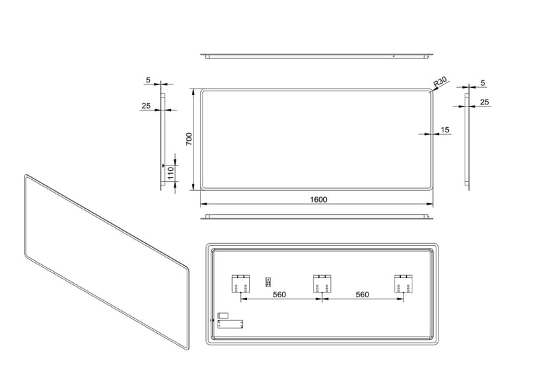 Dalkarl Spegel 160x70 cm - Silver - Hus & renovering - Kök & bad - Badrum - Badrumsmöbler & badrumsinredning - Badrumsspegel