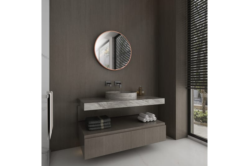 Digerberget Spegel 60 cm Rund - Koppar - Hus & renovering - Kök & bad - Badrum - Badrumsmöbler & badrumsinredning - Badrumsspegel