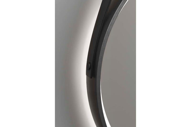 Djupqvior Spegel 55x55 cm Rund LED-belysning - Svart/Guld - Badrumsspegel - Badrumsspegel med belysning