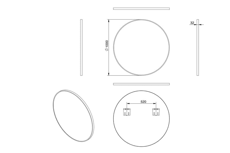 Gottsätter Spegel 100 cm Rund - Svart - Hus & renovering - Kök & bad - Badrum - Badrumsmöbler & badrumsinredning - Badrumsspegel