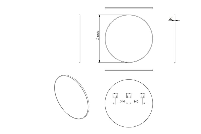 Gottsätter Spegel 120 cm Rund - Svart - Hus & renovering - Kök & bad - Badrum - Badrumsmöbler & badrumsinredning - Badrumsspegel