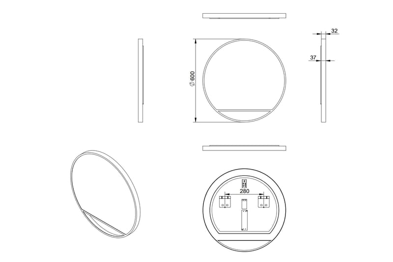 Gottsätter Spegel 60 cm Rund - Svart - Hus & renovering - Kök & bad - Badrum - Badrumsmöbler & badrumsinredning - Badrumsspegel