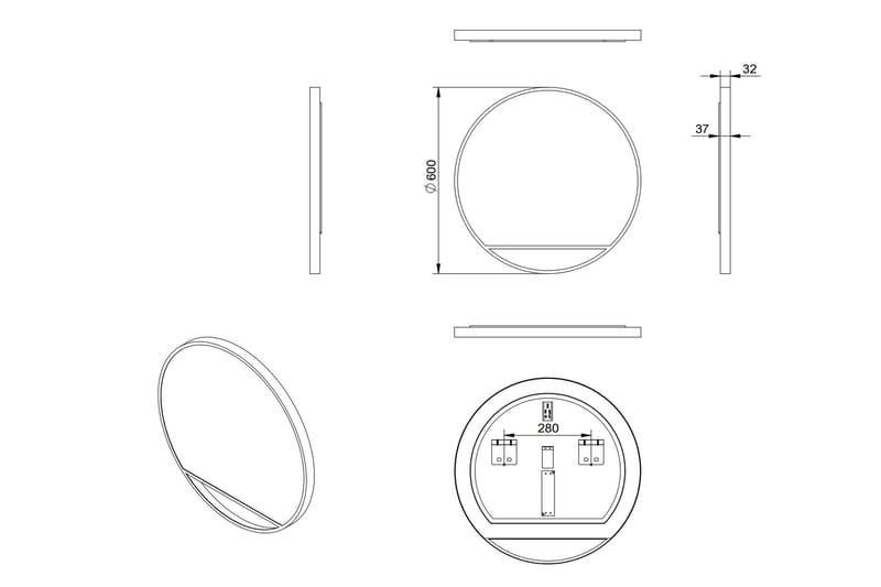 Gottsätter Spegel 60 cm Rund - Svart - Hus & renovering - Kök & bad - Badrum - Badrumsmöbler & badrumsinredning - Badrumsspegel