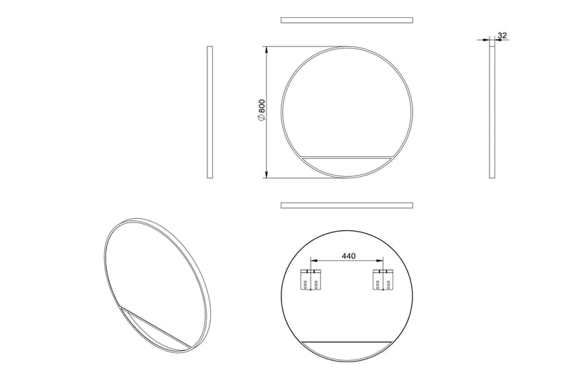 Gottsätter Spegel 80 cm Rund - Svart - Hus & renovering - Kök & bad - Badrum - Badrumsmöbler & badrumsinredning - Badrumsspegel