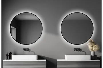 Kilir Spegel 100 cm Rund - Svart - Hus & renovering - Kök & bad - Badrum - Badrumsmöbler & badrumsinredning - Badrumsspegel