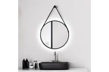 Knutby Spegel 50x50 cm Rund LED-belysning - Svart - Hus & renovering - Kök & bad - Badrum - Badrumsmöbler & badrumsinredning - Badrumsspegel