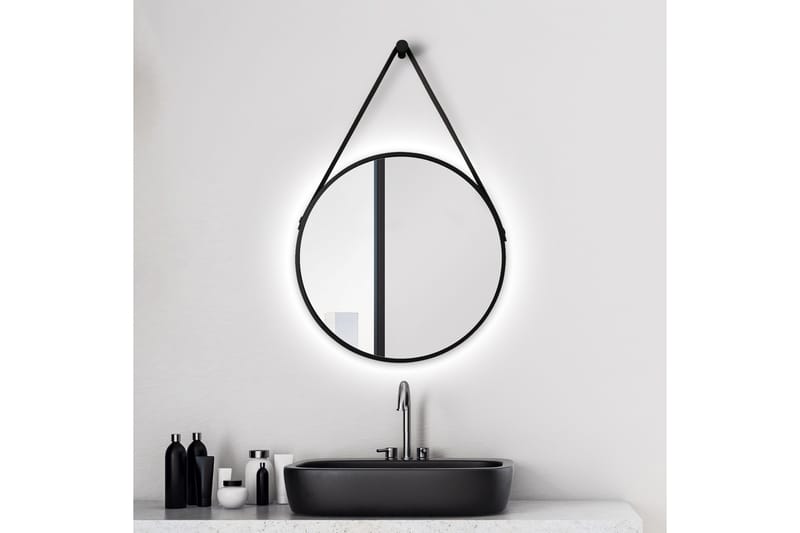 Knutby Spegel 50x50 cm Rund LED-belysning - Svart - Hus & renovering - Kök & bad - Badrum - Badrumsmöbler & badrumsinredning - Badrumsspegel