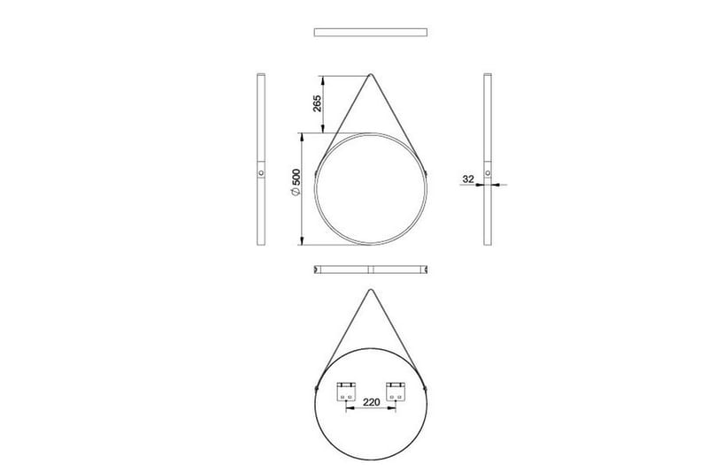 Knutby Spegel 50x50 cm Rund - Svart - Hus & renovering - Kök & bad - Badrum - Badrumsmöbler & badrumsinredning - Badrumsspegel
