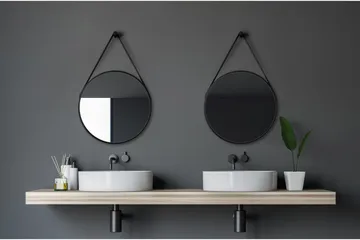 Knutby Spegel 50x50 cm Rund - Svart - Hus & renovering - Kök & bad - Badrum - Badrumsmöbler & badrumsinredning - Badrumsspegel