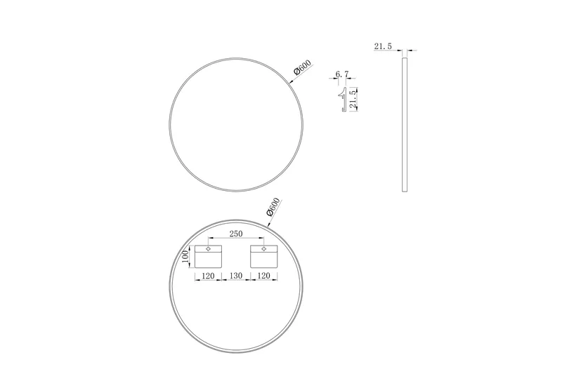 Knutby Väggspegel 60 cm - Svart - Hus & renovering - Kök & bad - Badrum - Badrumsmöbler & badrumsinredning - Badrumsspegel