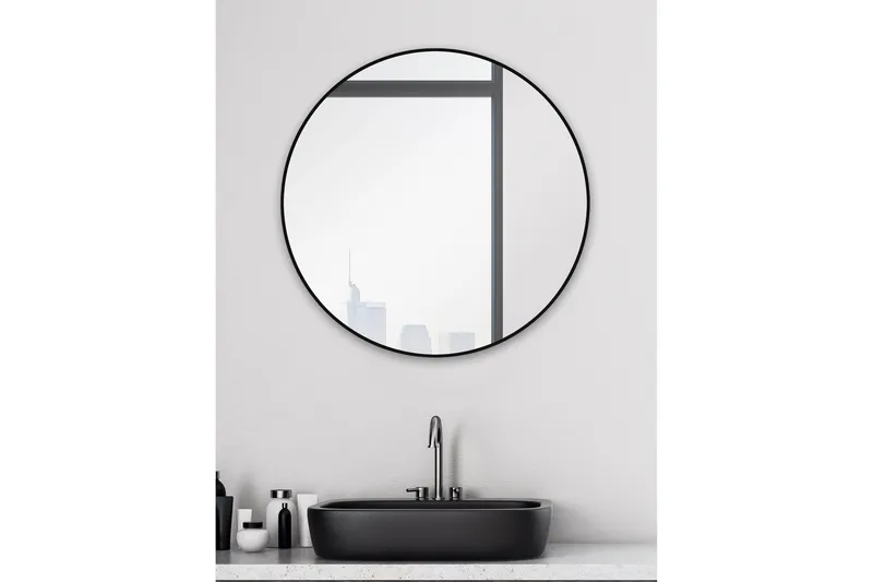 Knutby Väggspegel 60 cm - Svart - Hus & renovering - Kök & bad - Badrum - Badrumsmöbler & badrumsinredning - Badrumsspegel