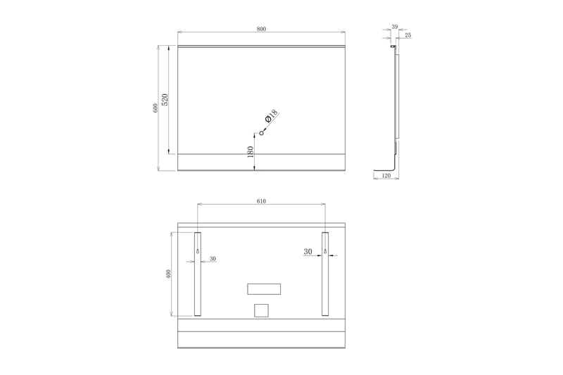 Knutby Väggspegel 60 cm - Hus & renovering - Kök & bad - Badrum - Badrumsmöbler & badrumsinredning - Badrumsspegel